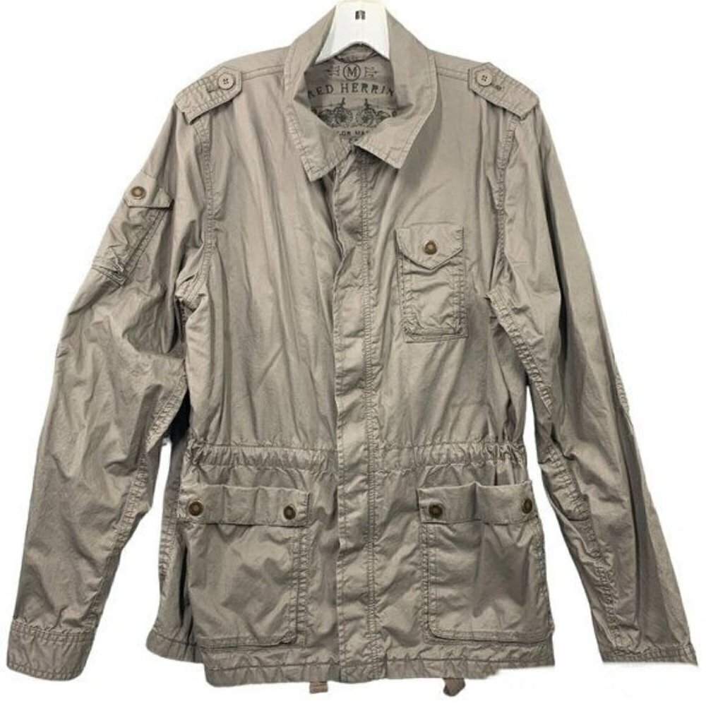 Red Herring By Debenhams UK 100% Cotton Lightweight Field Jacket - Khaki, Sz Med